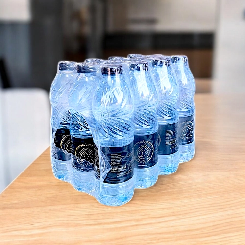 a group of plastic bottles on a table